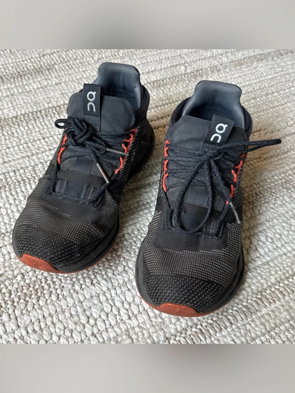Men's Running Black/Red Flame ON CLOUD Cloudnova CloudTec OC Shoes Size 7.5